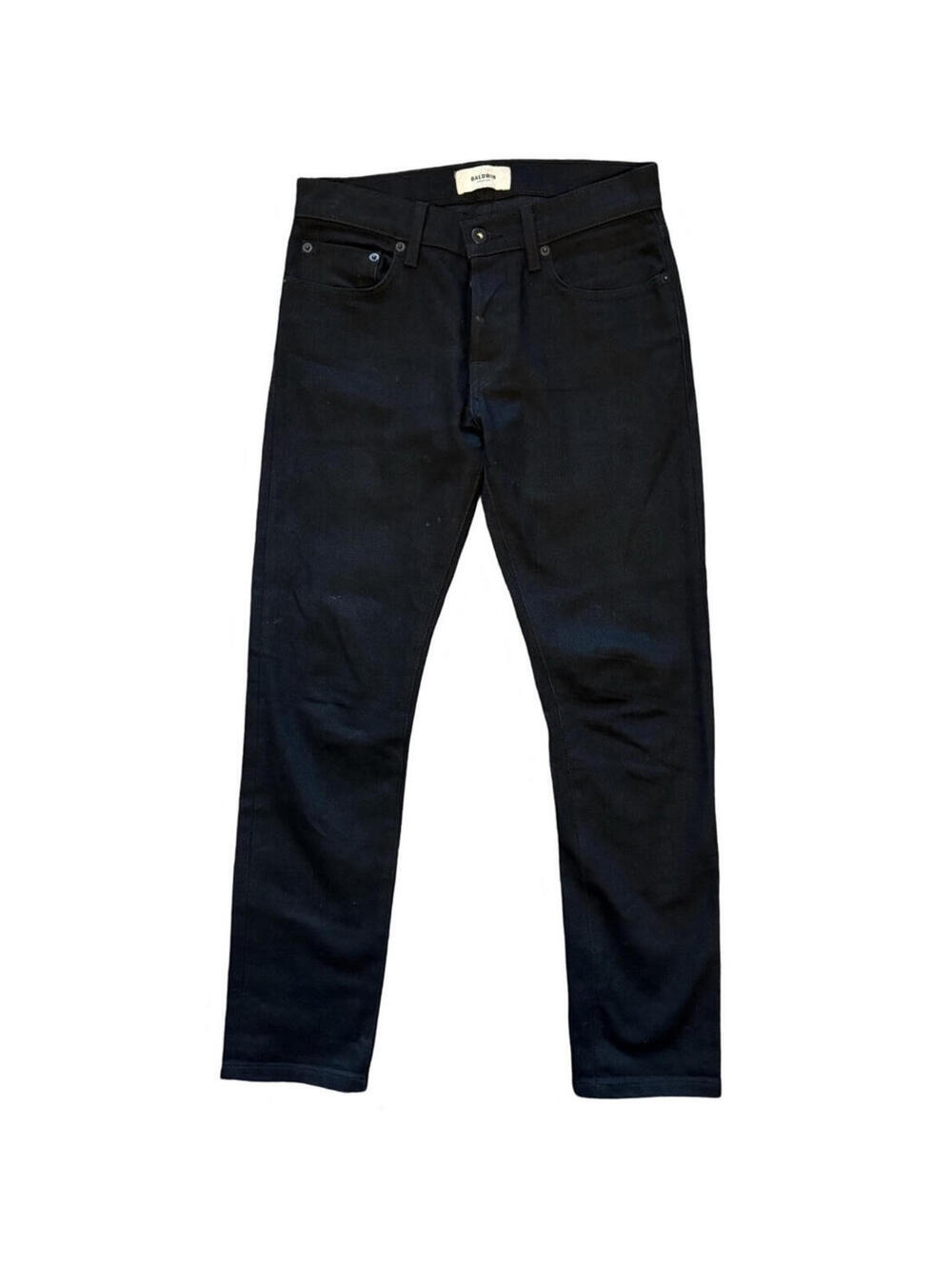 Baldwin Kansas City 76 Slim Black Selvedge Denim Jeans Men's Size 28 Button Fly